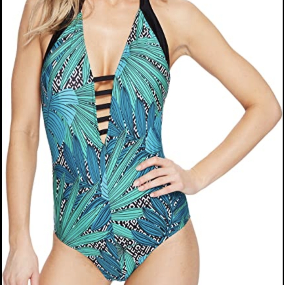 Jantzen Halter Plunge Palm Springs one piece suit